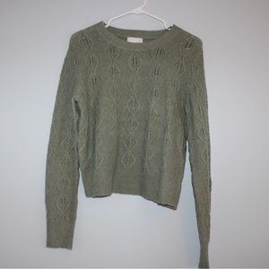 Pink Rose Green Cable Knit Sweater in Sz L